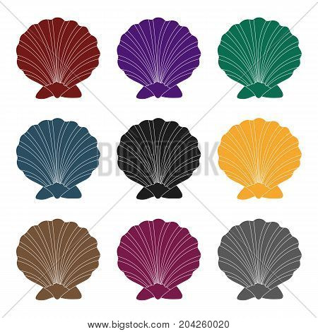 Prehistoric seashell icon in black design isolated on white background. Dinosaurs and prehistoric symbol stock vector illustration.