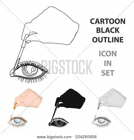 Hand wrapping the medicine in the damaged eye. Medicine single icon in cartoon style vector symbol stock illustration .
