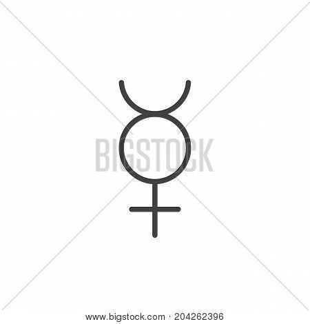 Mercury symbol line icon, outline vector sign, linear style pictogram isolated on white. Astrology symbol, logo illustration. Editable stroke.