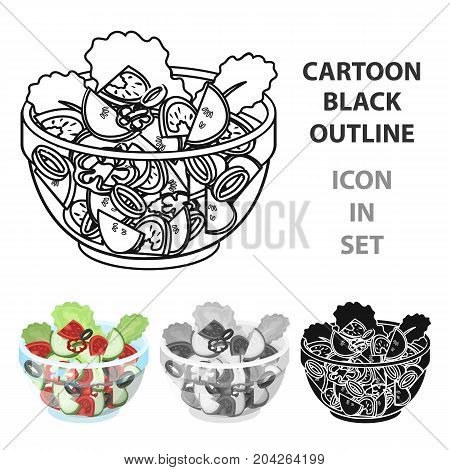Delicious vegetable salad. Vegetarian food single icon in cartoon style vector symbol stock illustration .