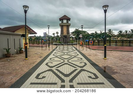 Papar,Sabah,Malaysia-Aug 8,2017:Papar Riverfront view along Papar river,adjacent to Papar town centre in Papar,Sabah,Malaysia.It is a recreation and leisure spot for local residents and also to attract visitors.