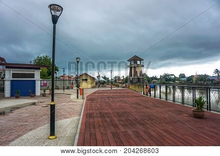 Papar,Sabah,Malaysia-Aug 8,2017:Papar Riverfront view along Papar river,adjacent to Papar town centre in Papar,Sabah,Malaysia.It is a recreation and leisure spot for local residents and also to attract visitors.