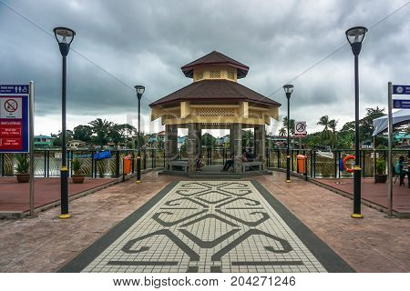Papar,Sabah,Malaysia-Aug 8,2017:Papar Riverfront view along Papar river,adjacent to Papar town centre in Papar,Sabah,Malaysia.It is a recreation and leisure spot for local residents and also to attract visitors.