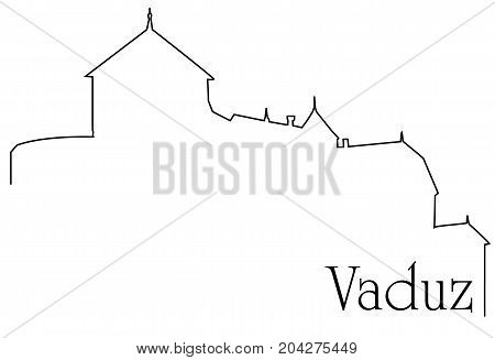 Vaduz city one line drawing - abstract background with cityscape of European capitol