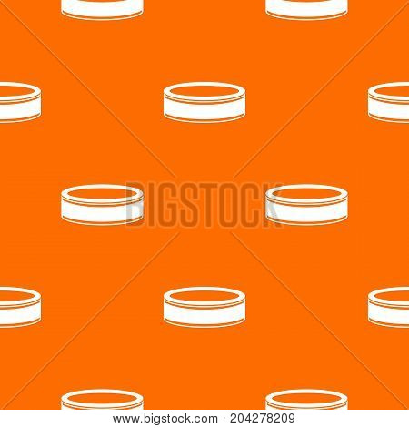 Puck pattern repeat seamless in orange color for any design. Vector geometric illustration
