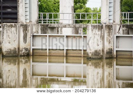 close up old dam in country Thailand