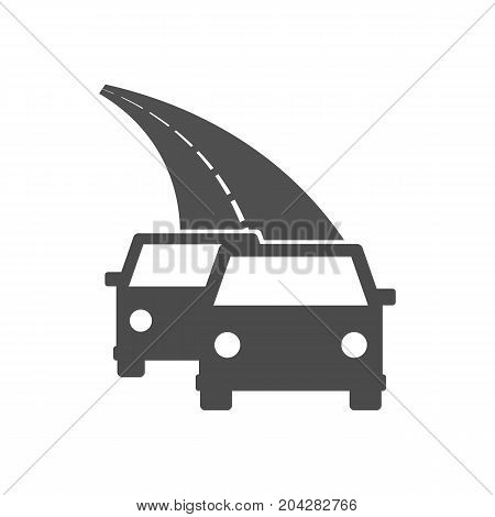 Cars on the road icon isolated on white background
