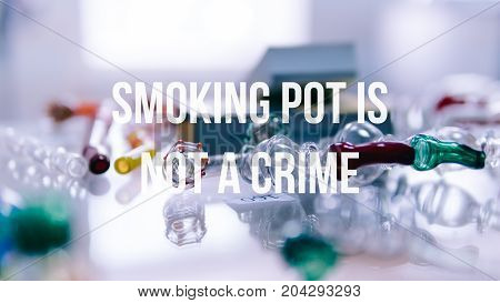 Glass Bongs For Smoking Pot Close-up Soft Focus.  Smoking Pot Is Not A Crime