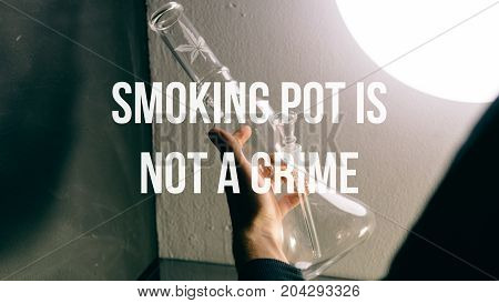 Glass Bongs For Smoking Pot Close-up Soft Focus.  Smoking Pot Is Not A Crime