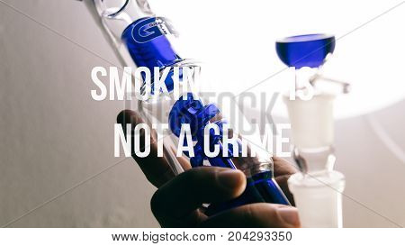 Glass Bongs For Smoking Pot Close-up Soft Focus.  Smoking Pot Is Not A Crime