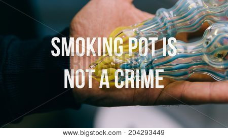 Glass Bongs For Smoking Pot Close-up Soft Focus.  Smoking Pot Is Not A Crime