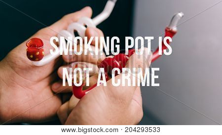 Glass Bongs For Smoking Pot Close-up Soft Focus.  Smoking Pot Is Not A Crime