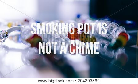 Glass Bongs For Smoking Pot Close-up Soft Focus.  Smoking Pot Is Not A Crime