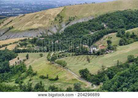 Summer landscape along the road from Maranello to Serramazzoni (Modena Emilia Romagna Italy) at summer