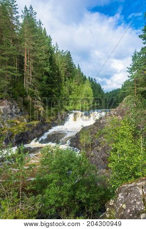 At The Waterfall Kivach, Karelia.