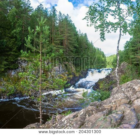 At The Waterfall Kivach, Karelia.