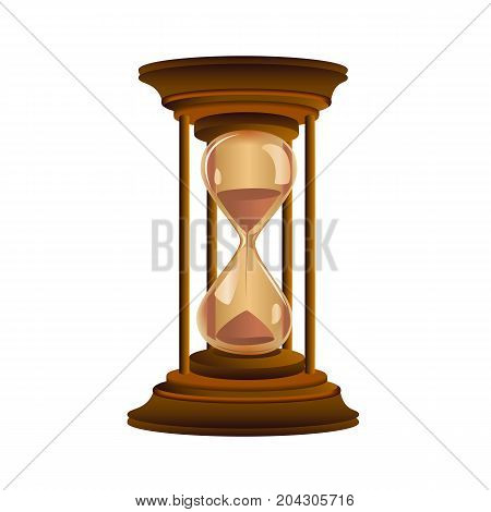 Vector illustration of classic wood hourglass with sand.