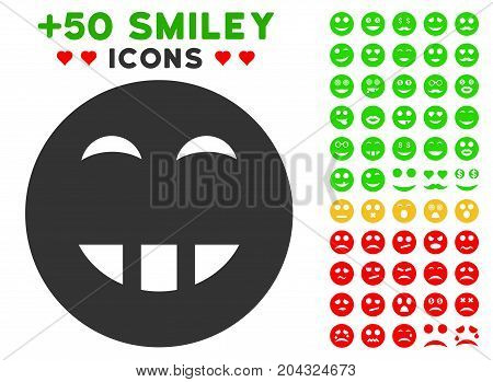 Laugth Smiley pictograph with colored bonus facial design elements. Vector illustration style is flat iconic symbols for web design, app user interfaces, messaging.