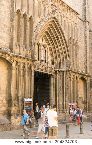 The Basilica De Santa Maria Del Pi 14Th Century In The Gothic Quarter Of The City. Barcelona, Spain