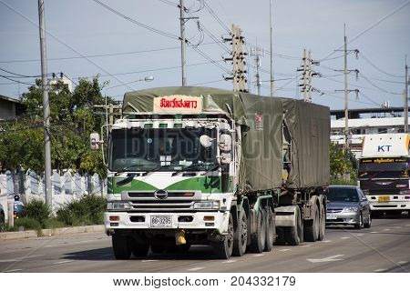 View Landscape Of Traffic Road And Truck On Street At Amphoe Phra Samut Chedi