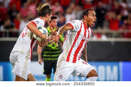 Uefa Champions League Game Between Olympiacos Vs Sporting Cp At Georgios Karaiskakis Stadium
