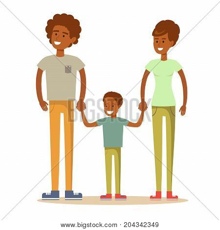 Happy family. Father, mother and son together. Vector illustration of a flat design