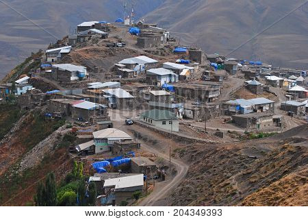 View of Xinaliq mountainous village in northern Azerbaijan.