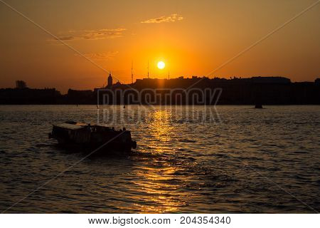 The river tram on the Neva river in the Saint-Peterbutg