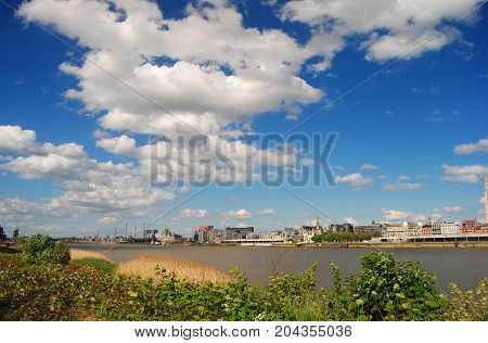 View over River Scheldt in Antwerpen, Belgium.