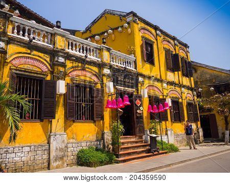 Hoian, Vietnam - November 05, 2016: Old houses in Hoi An ancient town, UNESCO world heritage. Hoi An is one of the most popular destinations in Vietnam.