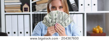 Beautiful Business Woman Portrait At Workplace.