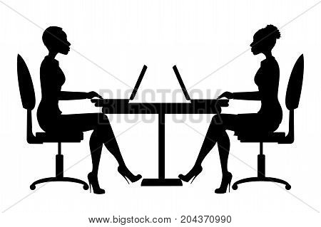 African American Office Workers Silhouette Or Business Woman