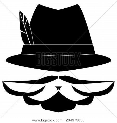 logo German Alpine Octoberfest hat with feathers. Hunter hat with feather.