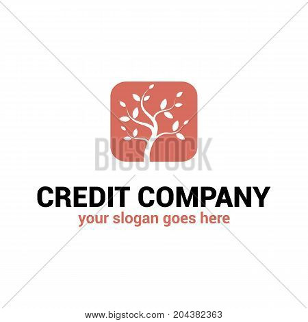 Vector logo template for credit company. Finance logotype. Illustration of a tree a symbol of growth.