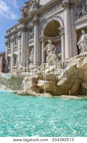 Detail From Trevi Fountain In Rome Italy - Oceanus Statue