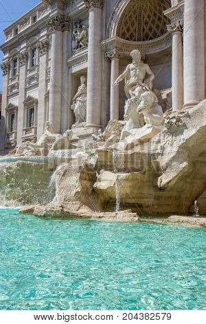 Detail From Trevi Fountain In Rome Italy - Oceanus Statue