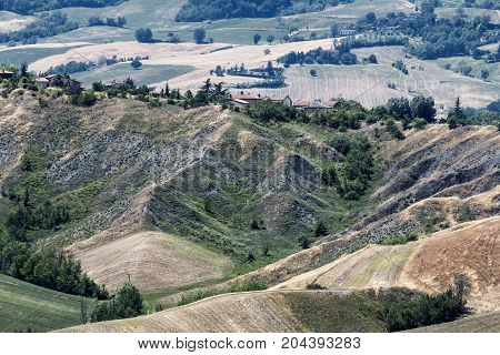 Summer landscape near Rivalta di Lesignano de Bagni (Parma Emilia-Romagna Italy) with the typical rocky inlets