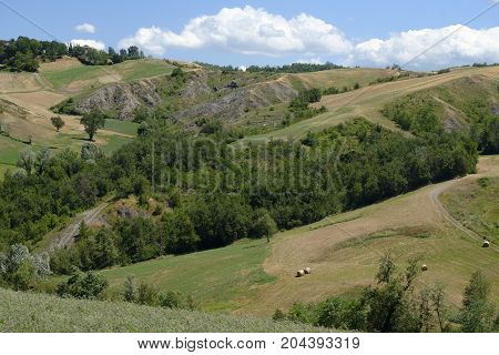 Summer landscape near Rivalta di Lesignano de Bagni (Parma Emilia-Romagna Italy) with the typical rocky inlets