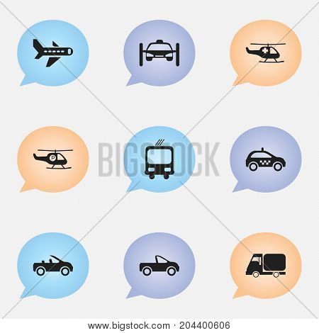 Set Of 9 Editable Shipment Icons. Includes Symbols Such As Washing Auto, Transportation, Carriage And More