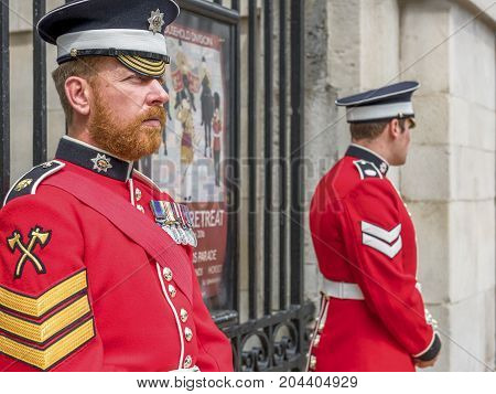 London - May 2017: Your Majesty royal guards at Whitehall