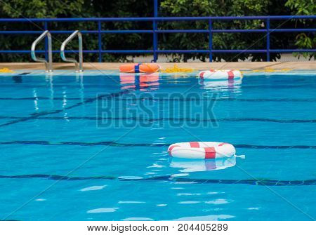 ring bouy in pool equipment for rescue victim drowning