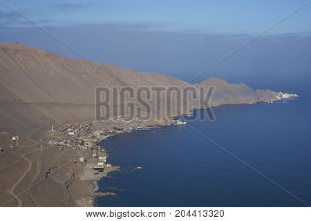 Historic coastal town of Pisagua in the Tarapaca Region of northern Chile.