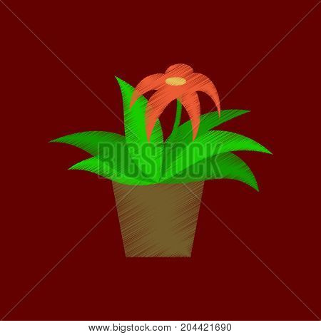 flat shading style icon Flowering pot gerbera