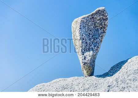 Triangular Rock Balanced On The Tip In Vancouver Rock Stacking Garden