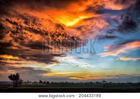 Overcast Sunset at Jakarta International Airport, Indonesia