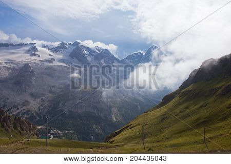 View Of Marmolada Glacier From Arabba Cable Car
