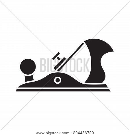 Jack plane glyph icon. Carpenter tool. Carpentry silhouette symbol. Negative space. Jack-plane vector isolated illustration