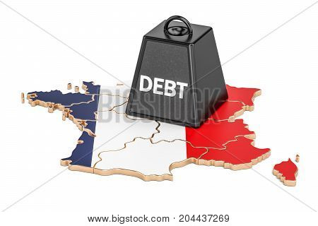 French national debt or budget deficit financial crisis concept 3D rendering