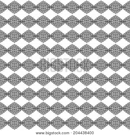 Abstract symmetrical black and white texture design; similar to chains of connecting knotted; - seamless, repeatable pattern.