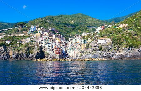 Riomaggiore In Cinque Terre, Italy - Summer 2016 - View From The Sea